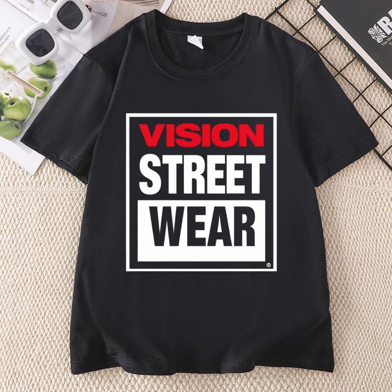 Unisex Unisex Vision Street Wear TShirt Letter Printed Short Sleeve TShirts Causal Round Neck Cotton Short Sleeve Tshirts