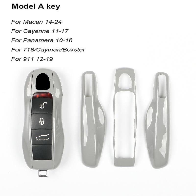 Key Case Cover Shell Replacement Remote Control Fob Cover Grey Track For Porsche Macan Boxster 718 911 Panamera Cayenne