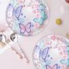 Pink Butterfly Disposable Tableware Happy Girl's Birthday Party Decorations Kids Butterfly Theme Party Decoration Baby Shower