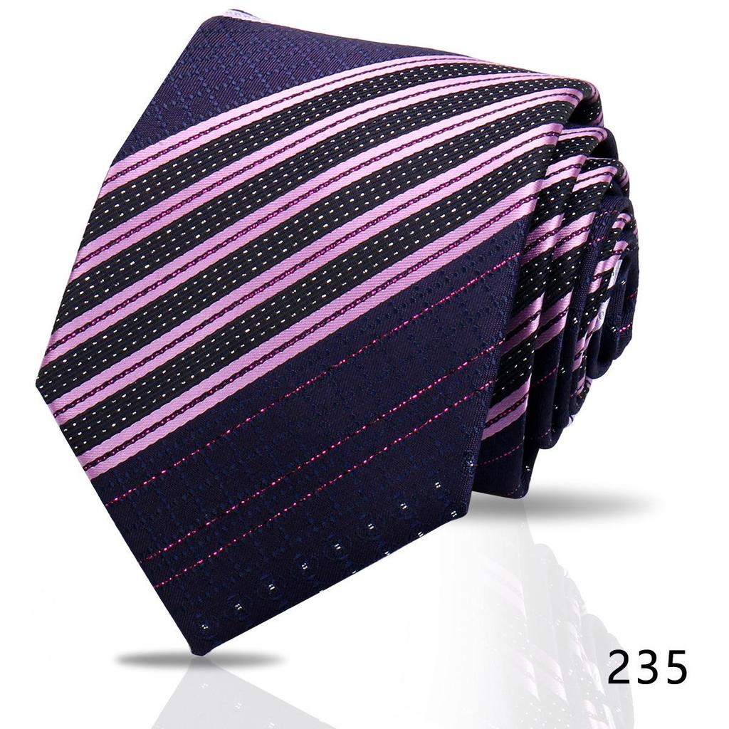 Men's High-Grade Black and Red Striped Silk Tie for Formal and Wedding Wear - 8CM