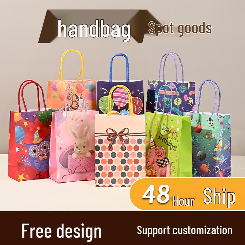 Customizable Kraft Paper Gift Bag for Christmas Catering and Coffee Takeaway