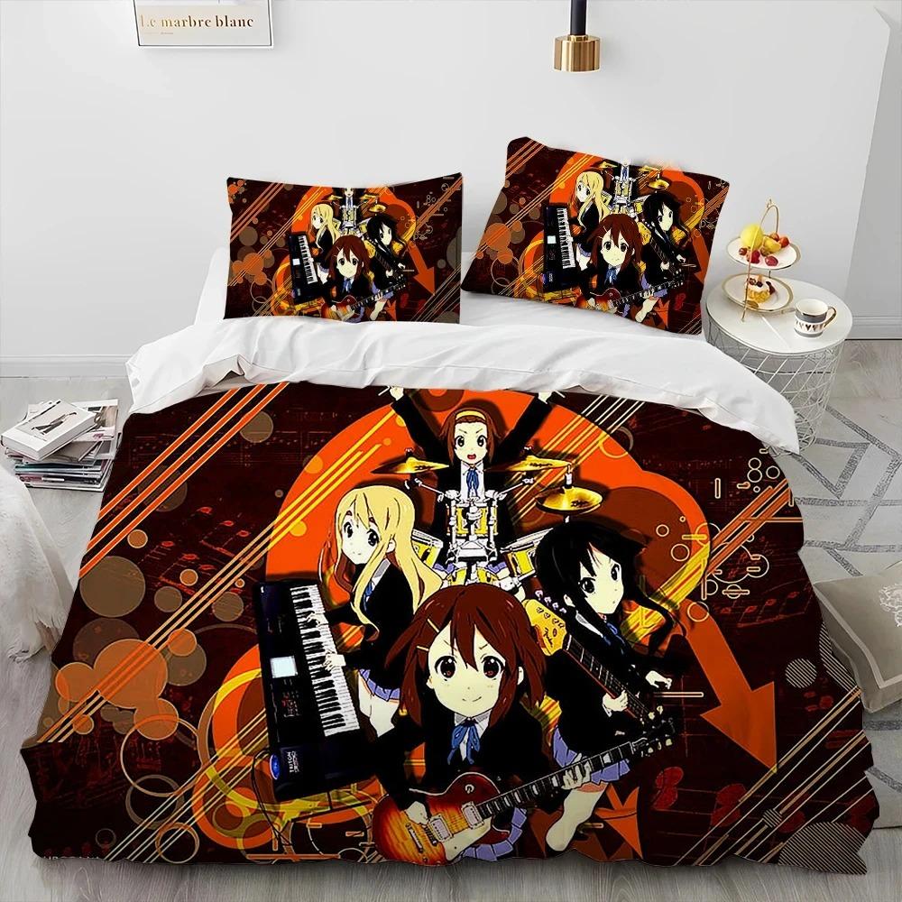 K-ON Kawaii Girls Anime Bedding Set Boys Girls Twin Queen King Size Duvet Cover Pillowcase Bed Boys Adult Home Textileextile