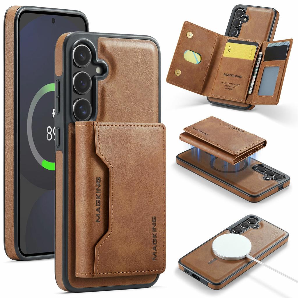 MAGKING K2 Series For Samsung Galaxy S24 FE Magnetic Case PC + TPU + PU Phone Cover with RFID Blocking Wallet