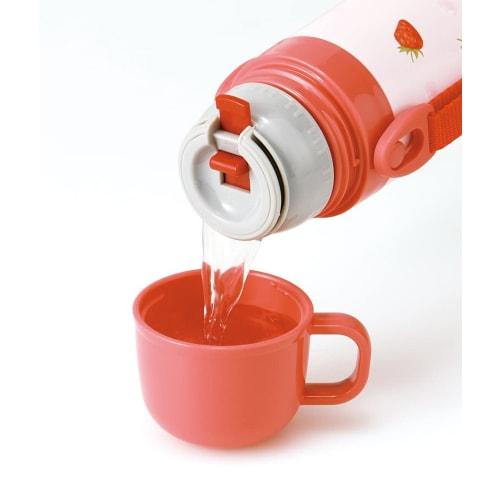 Skater Children's Water Bottle 2WAY Direct Drinking Cup Type Strawberry Strawberry Pink 350ml (When Drinking) 420ml (When Drinking Directly) Stainless