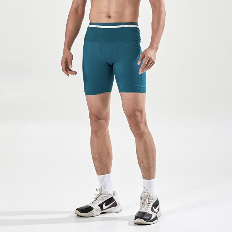 

6 карманов мужские быстросохнущие марафонские беговые велосипедные компрессионные спортивные шорты длиной до четверти XL зелёный/белый