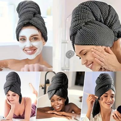 2pcs/set Extra-large Elastic Band Ultra-fine Fiber Dry Hair Towel High Water Absorption Soft and Frizz Control Headscarf