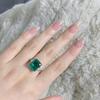 Emerald Pagoda Cut 925 Sterling Silver Ring with Green Diamond Ice Flower Gem