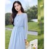 Sishui Nianhua Elegant Long Sleeve A-Line Midi Dress