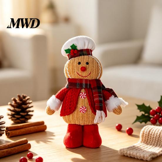 Soft Fabric Christmas Gift for Kids Gingerbread Plush Doll Decoration, Stuffed Boy Girl Warm Atmosphere Holiday Table Decor Ornament Tiered Tray Party