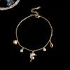 Sea Series Metal Shell Dolphin Bracelet Imitation Pearl Beach Hand Chain  Couple Gift