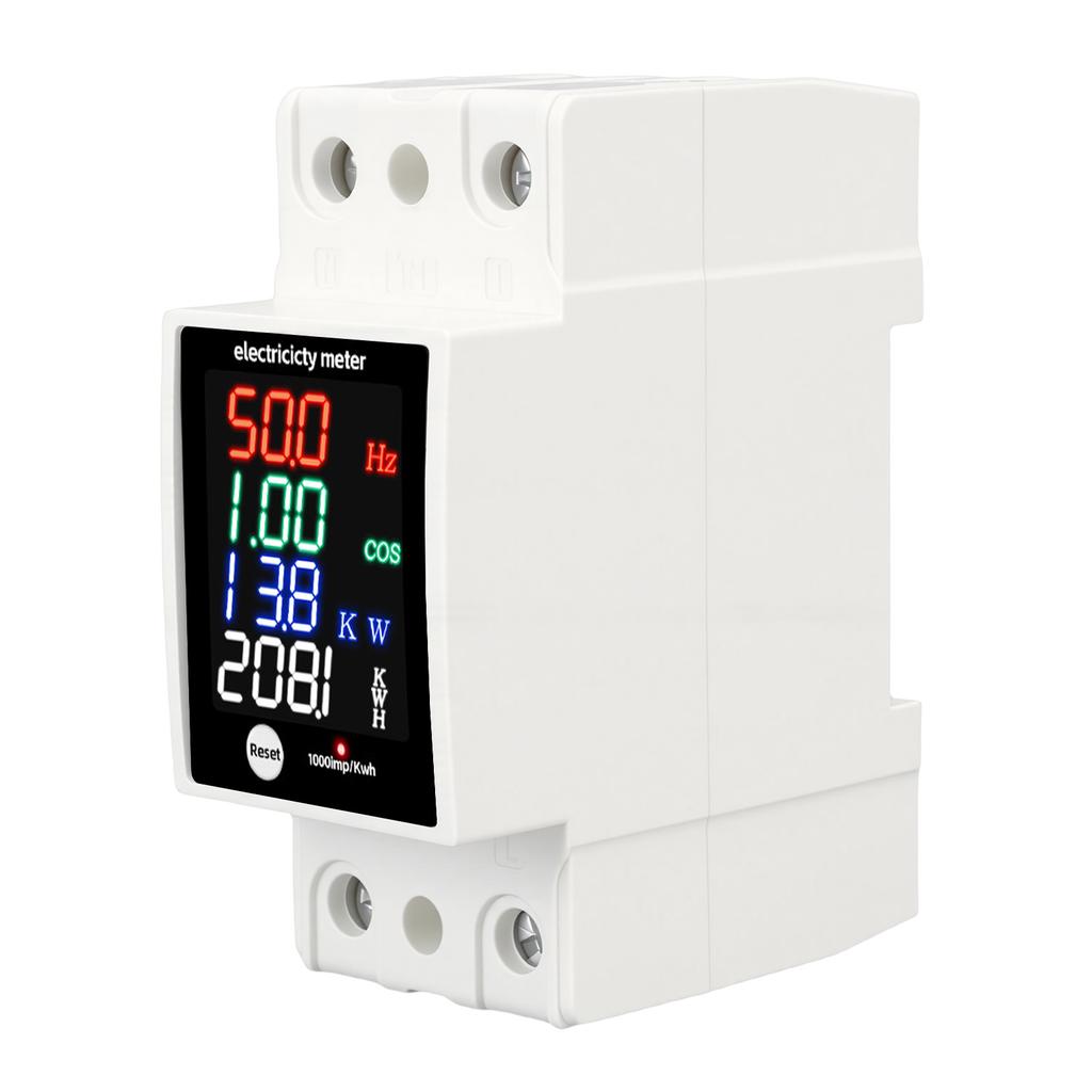 Digital Energy Meter Water Proof DIN Rail Electricity Usage Meter AC30 400V 0 100A Voltmeter Ammeter