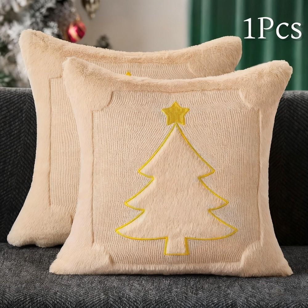 New Christmas Throw Cushion Case Square 18x18in Sofa Cushion Cover Xmas Tree Pattern Soft Pillow Cover Living Room Decor