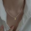 ANENJERY Grain Shape Letter Necklace for Women Simple Retro Design Clavicle Chain Party Jewelry Gifts