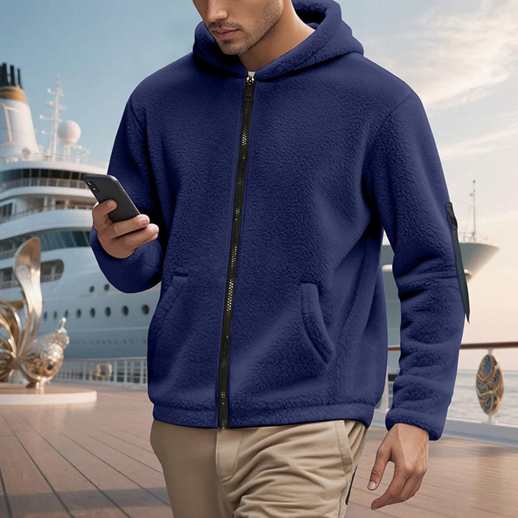 Herren Wende Kapuzen Reißverschluss Jacke Lockerer Schnitt Street für Herbst Winter