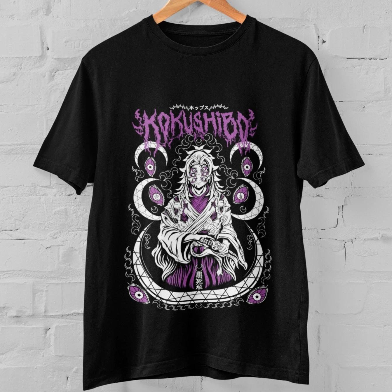 Черная Смерть Демон Убийца Аниме Футболка Темное Японское Аниме Мужская и Женская Повседневная Футболка Летняя Новая Хлопковая Y2K Футболка S