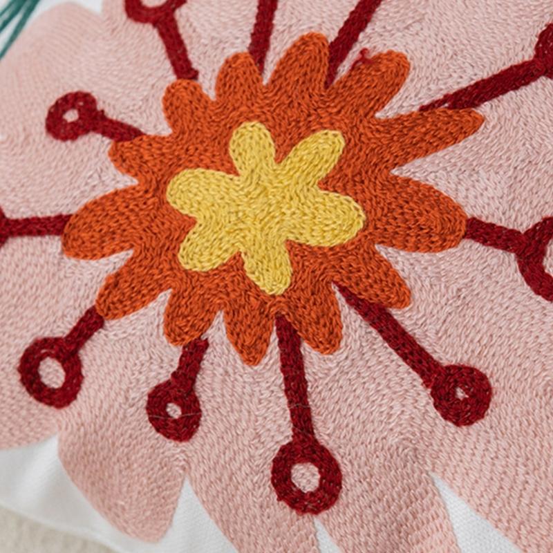 Pillowcase Floral Embroidery Cushion Case Features Vibrant Flower Patterns For Living Room Or Bedroom Decoration