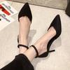Fashion Spring and Autumn High Heel Women New FashionThin Heel Professional Pointed Black Buckle Strap Single Shoe Women Zapatos Mujer