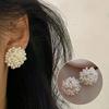 Orecchini a Bottone Fiore Perla Bianca Delicati Clip per Orecchie Sensazione di Lusso Per Donne Temperamento Gioielli Accessori Matrimonio Festa Regali