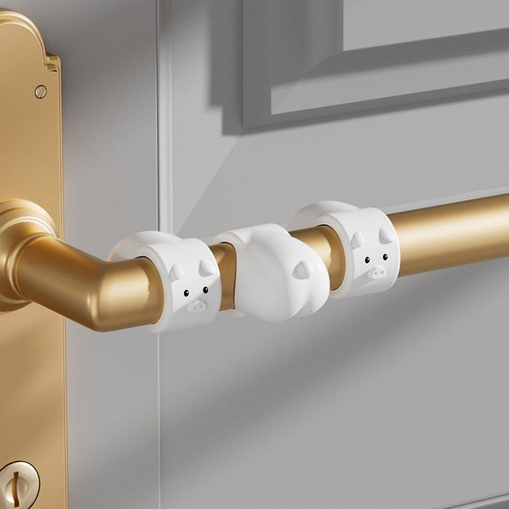 

3Pcs Portable Silicone Door Stopper Cartoon Anti-Shock Doorknob Bumper Pad Silent Punch-free Wall Protector for Bedroom білий