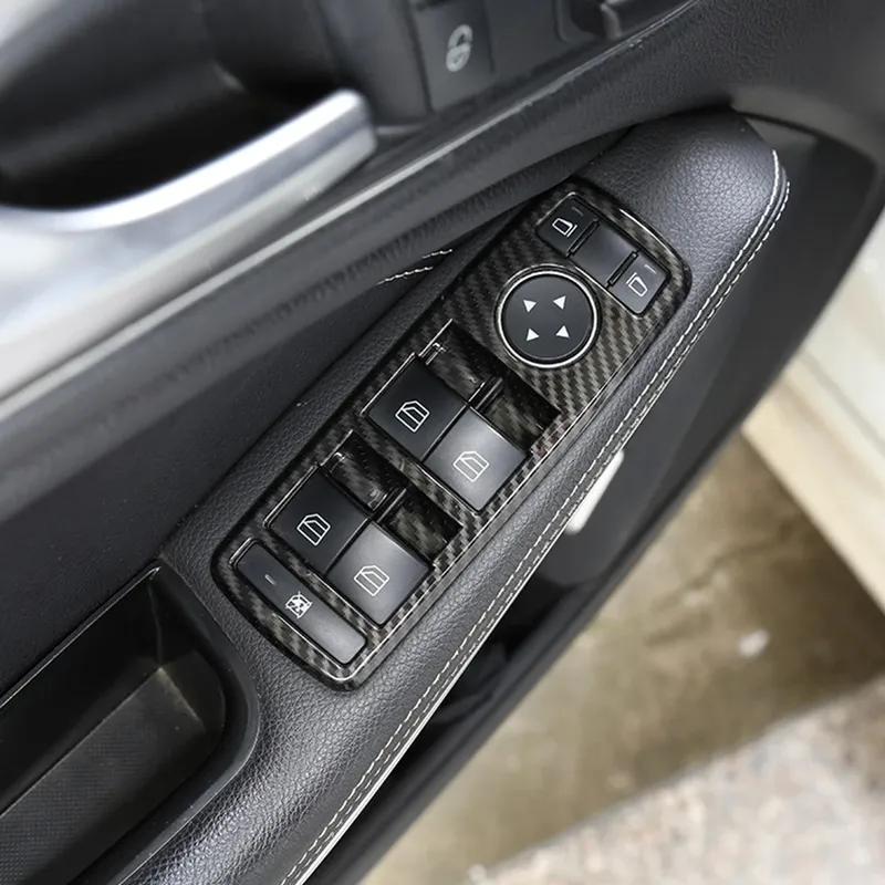 Carbon Fiber Style Car Window Lift Button Frame Sticker For Mercedes Benz A B C E GLE GLA CLA GLK Class W176 W204 W212 W166 W218
