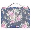 Pencil Case Rose Printed Multi Layer Zipper 252 Slots Portable Pen Holder Storage Pocket(Blue Background Rose ) 25-26s