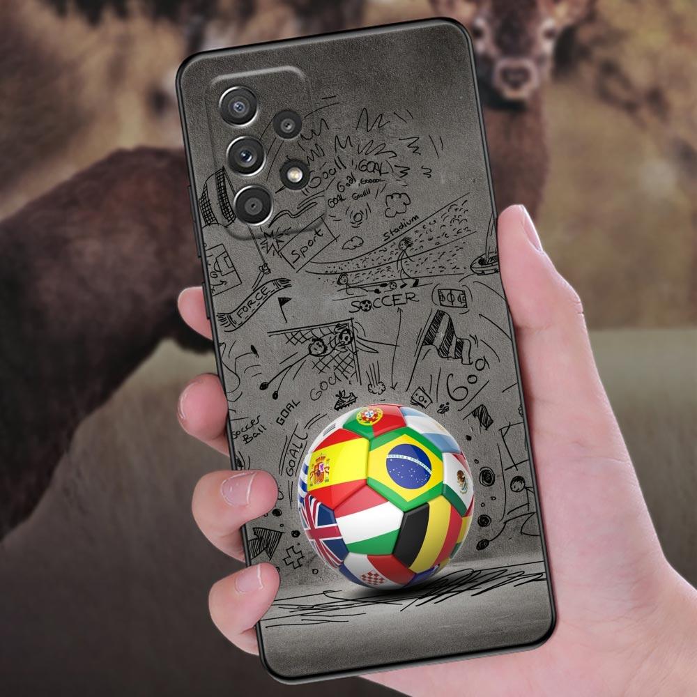 Fire Football Soccer Ball Phone Case For Samsung Galaxy A57 A56 A37 A55 A36 5G A26 A54 A52 A35 A34 A25 A17 A16 A15 A07 A06 Cover