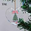 Seasonal Home Decor Items Heart Shaped Christmas Ornaments, Crystal Santa Winter Scene Hanging Ornament, Transparent Holiday Romantic Space