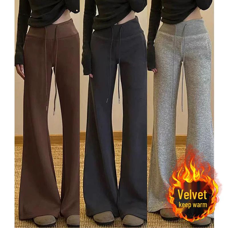 American Style Maternity Micro Flare Sweatpants - Autumn/Winter 2025 Slimming Velvet Plus Warmth L