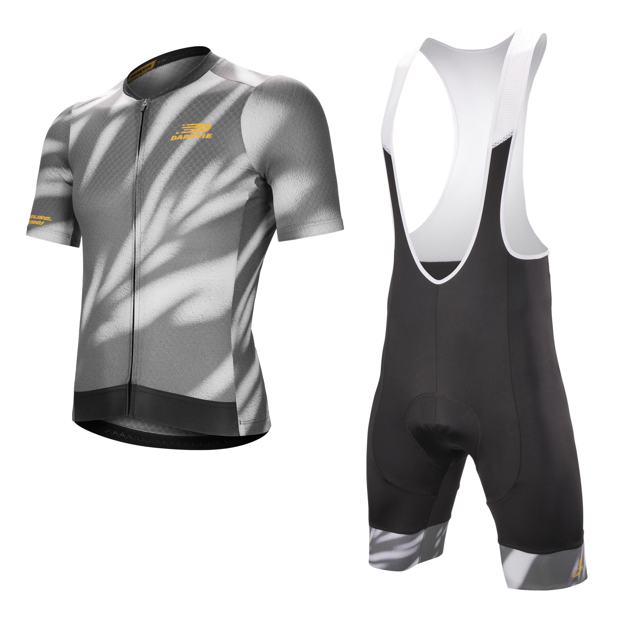 

Darevie Летний комплект велосипедной майки с коротким рукавом с 4D и мужскими вставками для шоссейных велосипедов, влагоотводящий, быстросохнущий, дышащий, эластичный, (DVJ221) серый