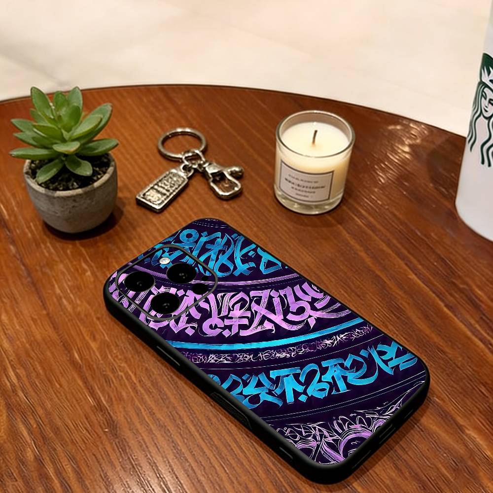 Lampas Art Graffiti Phone Case Soft Silicone black For IPhone 17 16 15 14 13 12 11 X XR Plus Pro Max Plus