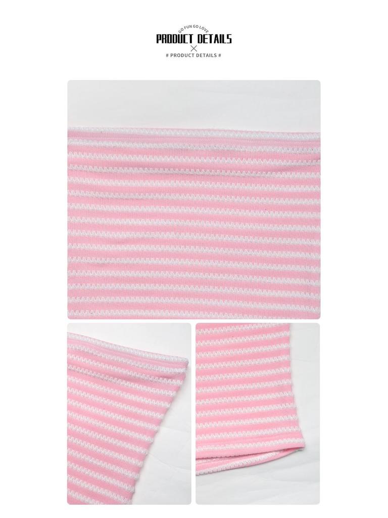 2026 Summer European & American Sexy Bandeau Cropped Striped Tank Top