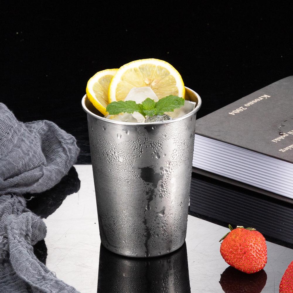 4pcs 300ml/500ml/600ml Stainless Steel Cups Metal Pint Unbreakable Shatterproof Drinking Glasses Stackable Water Cups Tumbler