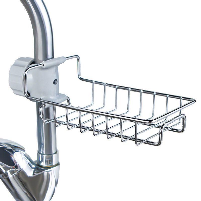 Stainless Steel Kitchen Sink Storage Rack with Sponge and Dish Rag Holder