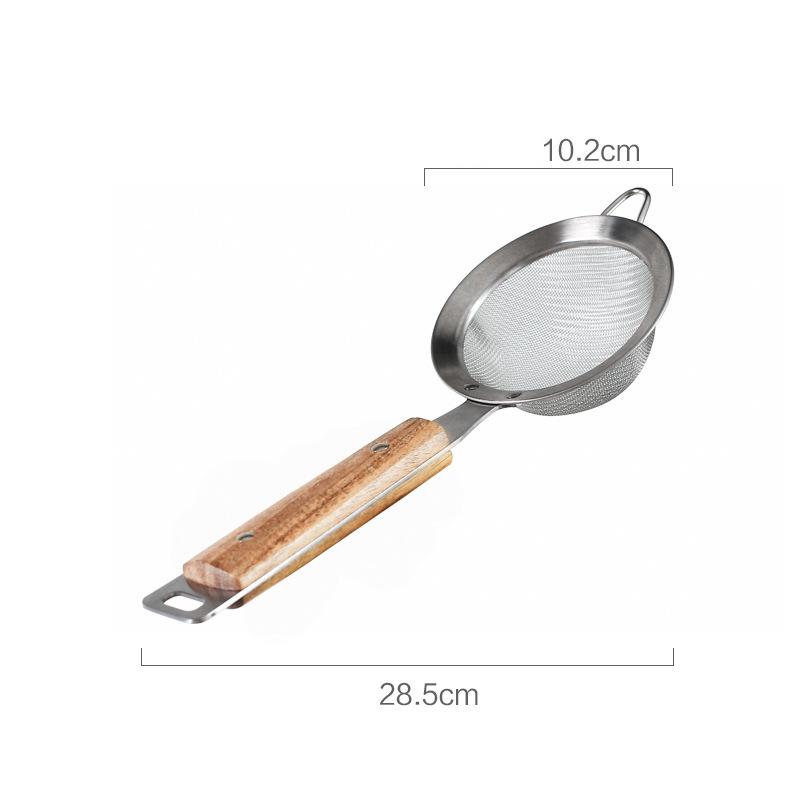 Stainless Steel Strainer Colander Wooden Handle Fine Mesh Skimmer Frying Food Scoop Oil Filter Household Kitchen Utensils