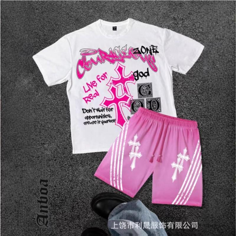 2026 Mens Womens Casual Short Sleeve Shorts Set - American Streetwear Style Lightweight Breathable Sport Outfit