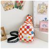 Smiling Face Chessboard Children Diagonal Shoulder Bag Casual Outdoor Storagebag