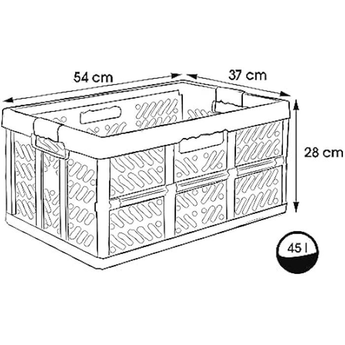 Casiers pliants - keeeper - ben - 4x 45l - poignées souples - plastique robuste - gris/graphite
