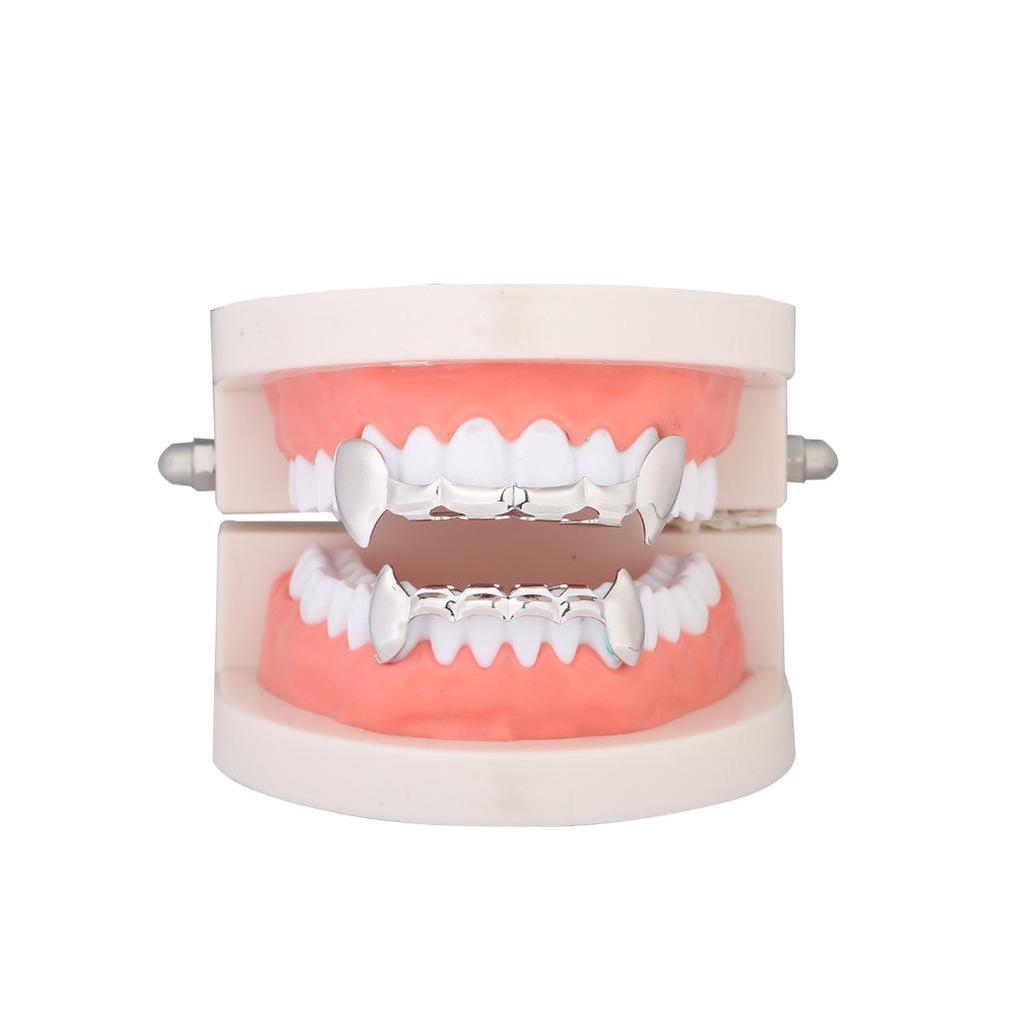 Trendy Halloween Vampire Fang Grillz - Gold Hip Hop Accessories