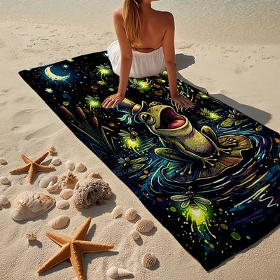 Frog In Top Hat Serenade Beach Towel, Super Soft Microfiber, Gift for Her/Him, Birthday, for Pool, Beach, Travel, Home Decor Fan Gifts