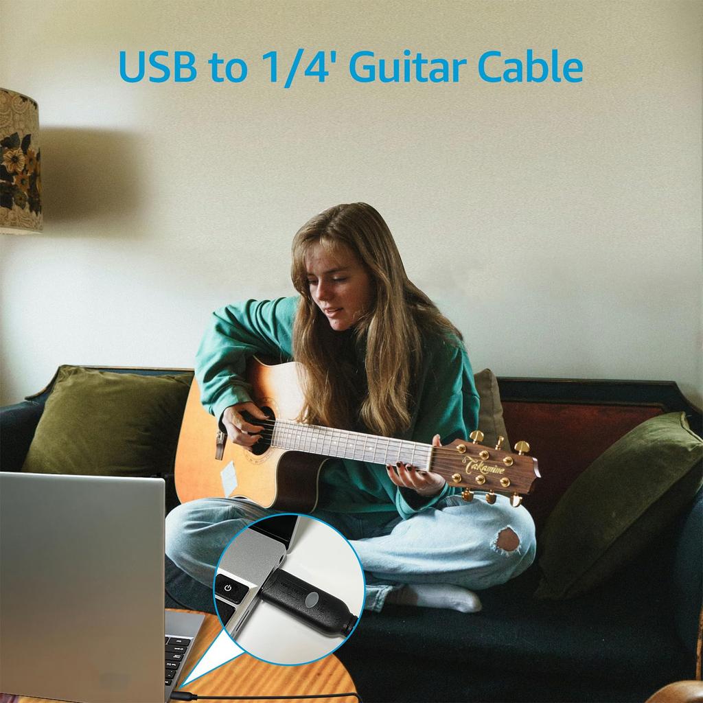 DSD TECH SH-AU20B USB - 6.35mm TS Audio Adapter, supports 96kHz 24-bit sampling rate.