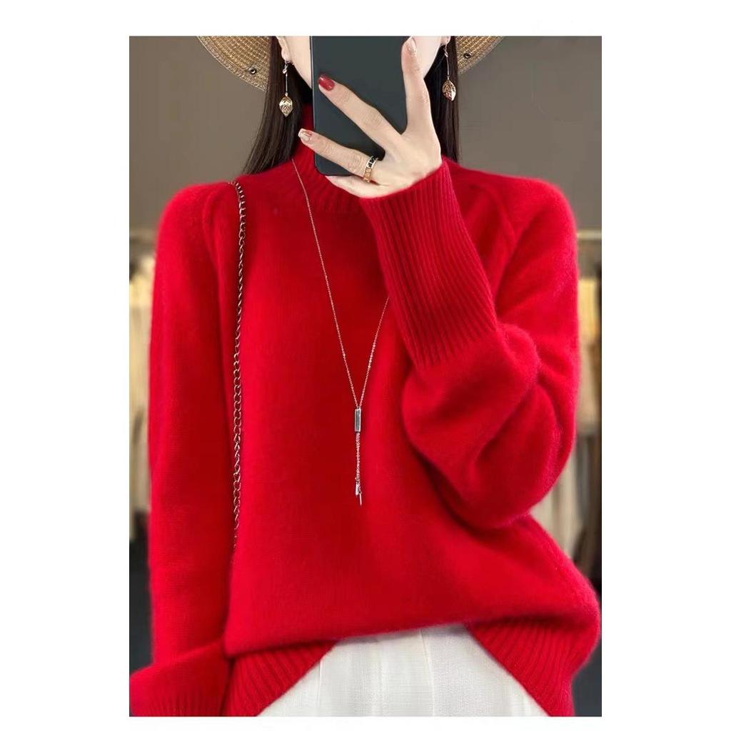 Necked Cashmere Sweater Women Autumn Winter Slit Lazy Sweater Soft