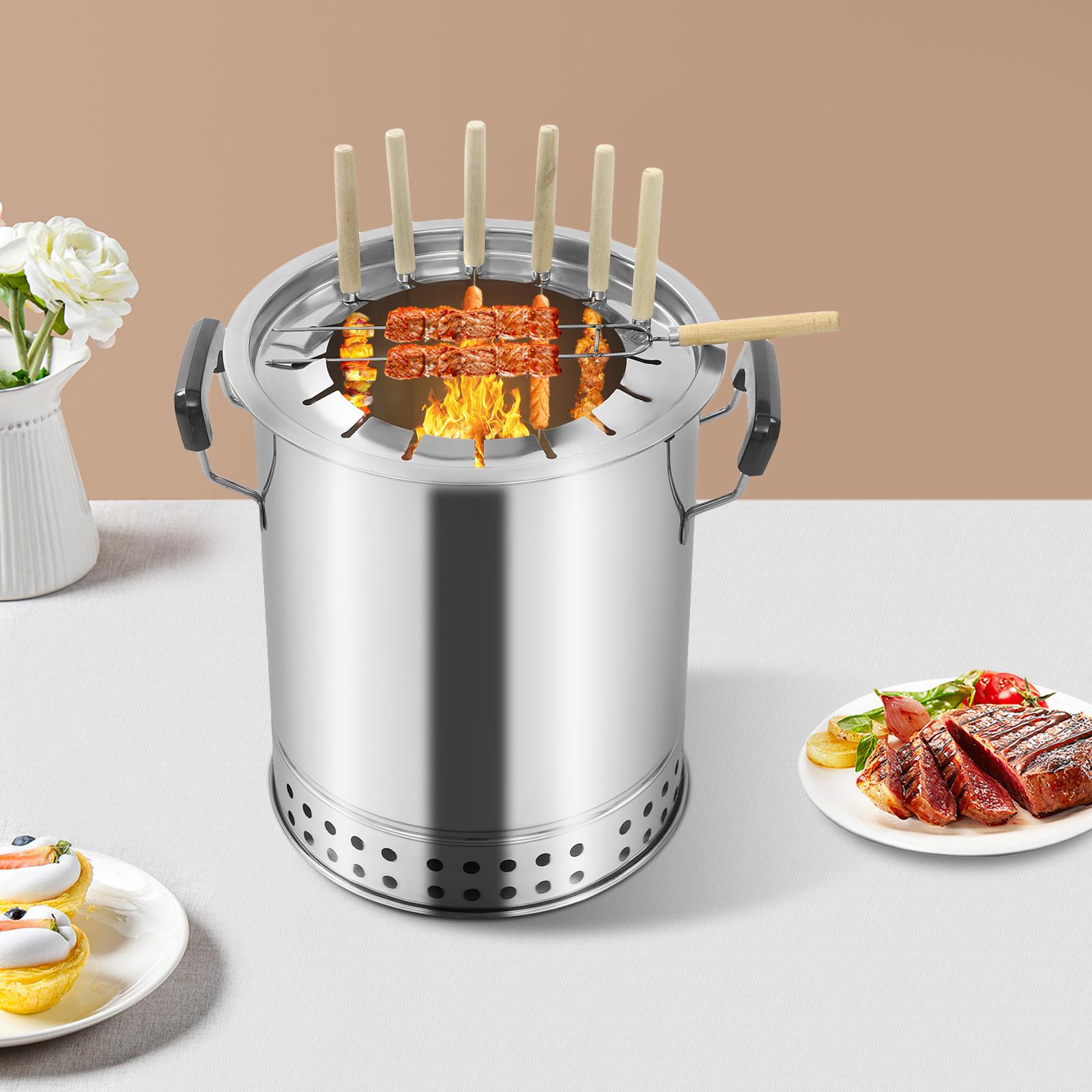 

Угольный гриль, Портативный компактный угольный гриль для барбекю, Портативный угольный гриль для использования в проветриваемых помещениях как в помещении, так и на открытом воздухе серебряный