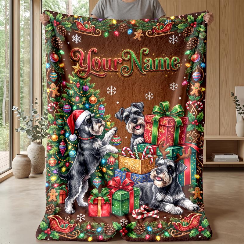 Christmas Custom Name Printed Flannel Blanket Warm Comfort Bed Throw Home Decor Holiday Gift