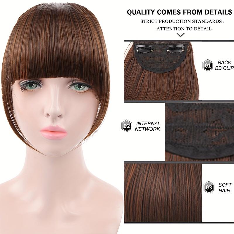 Synthetic Short Front Neat Bangs Blunt Fringe Clip In Bangs Extensions Black Blodne Hair Fake False Hairpiece For Women Heat Resistant
