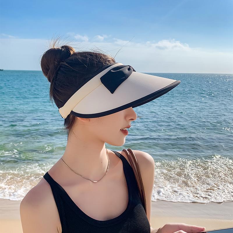 Bow large brim empty top hat sunshade sunshade sun hat UV protection sun hat women's fashion vacation hat