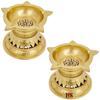 Diya Brass Set of 2 Small Size, Deepak Pooja Aarti Pack of 2, Brass Akhand Diya