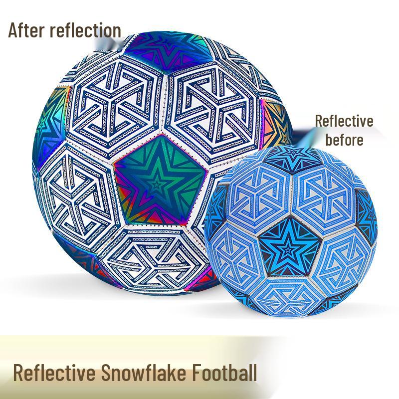 Ballon de Football Réfléchissant Lumineux Night Glow - Cuir PU Véritable Cousu à la Machine, Parfait pour l'Entraînement et les Matchs de la Coupe du Monde, Idéal pour les Enfants.