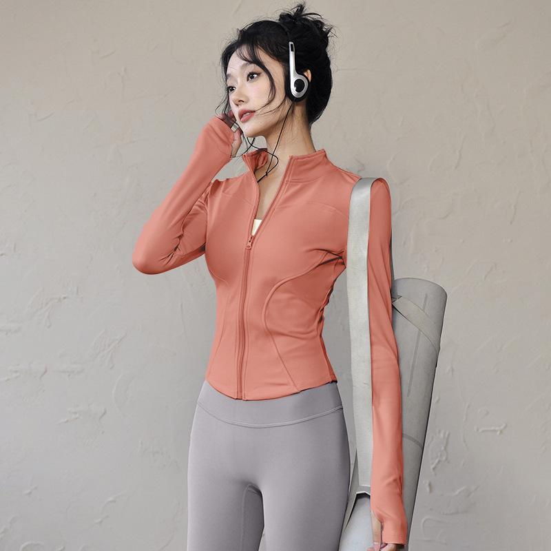Women's Quick-Dry Slim Fit Stand-Up Collar Jacket for Aerobics, Running, Yoga, and Fitness.