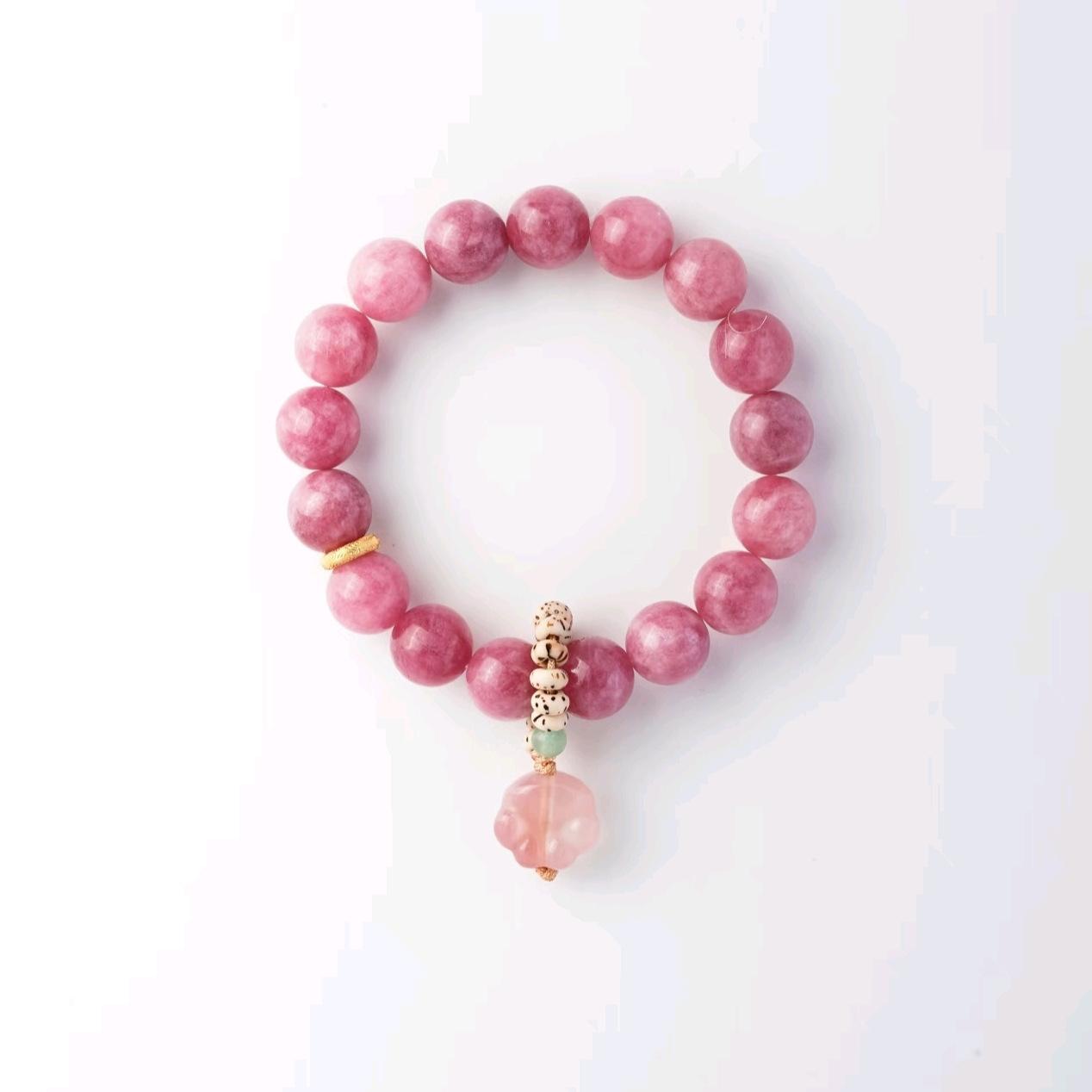 JYL TS Bracelet Necklace Prayer Bead Style Channels Devotion & Peace Bracelet-23/15-16cm/10mm natural rhodolite маджента