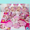 Suministros de Cumpleaños Rosas de Muñeca Barbie Para Niñas Con Vajilla y Juguetes Completos